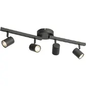 QAZQA Plafondspot zwart GU10 50mm 4-lichts incl. backlight en 3-way switch - Back Up