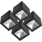 Ks Verlichting - Wandlamp - Cube - solar - zwart - set van 4 - vierkant - solar tuinverlichting - modern - zonneenergie buitenverlichting