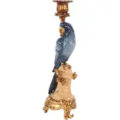 Baroque - Decoratief beeld of figuur - Kandelaar Papegaai 33 cm - Blauw - Resin - 33x11x10.5 - Polyresin