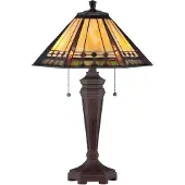 QUOIZEL Tiffany LED Tafellamp Arden | 2X E27 Max 60W | Bronze Patina