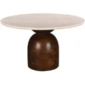 Giga Meubel Eettafel Miro Rond - Marmer/Hout - Donkerbruin - 130x130x75cm