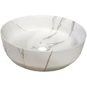 Sanisense Toscane waskom rond incl clickwaste marmerlook wit 39 cm