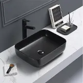 Sanisense Toscane waskom incl clickwaste mat zwart 50x39 cm