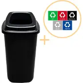 Plafor Sort Bin - Afvalscheidingsprullenbak 45L - Inclusief 5-delige Stickerset - Zwart
