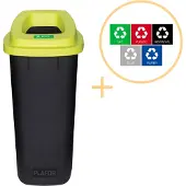 Plafor Sort Bin - Afvalemmer 90L - Inclusief 5-delige Stickerset - Zwart/Groen