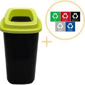 Plafor Sort Bin - Afvalemmer 45L - Inclusief 5-delige Stickerset - Zwart/Groen