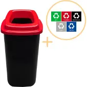 Plafor Sort Bin - Afvalemmer 45L - Inclusief 5-delige Stickerset - Zwart/Rood