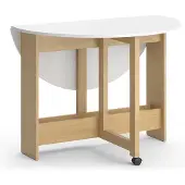 Vicco Eettafel Rondo, Goudkleurig Eiken/Wit, 20-100 x 100 cm Uitklapbaar