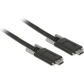 DeLOCK USB-C naar USB-C kabel met 2 schroeven - USB3.2 (tot 10 Gbit/s) - PD tot 20V/3A - video tot 8K 30Hz / zwart - 1 meter