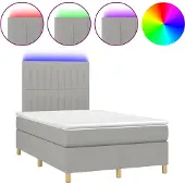 vidaXL Boxspring met matras en LED stof lichtgrijs 120x190 cm