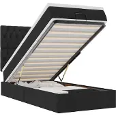 vidaXL Ottoman bed met matras en LED's 90x190cm stof zwart