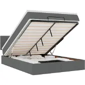 vidaXL Bed met matras 140x200 cm stof donkergrijs