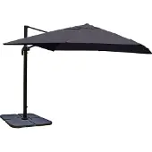 Mendler Zweefparasol -A96, 3x4m (Ø5m) polyester aluminium/staal 26kg ~ antraciet met standaard