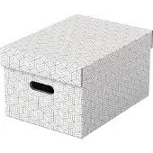 Esselte Home Duurzame Middelgrote Opbergdoos met Deksel, Set van 3 Stuks - 100% Gerecycled Karton en 100% Recyclebaar - Wit