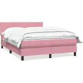 vidaXL Boxspring met matras fluweel roze 160x220 cm