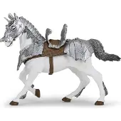 Papo -paard in harnas, 3 rok/roky, Middeleeuwen, Grijs, Wit, PVC