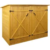 Mendler 1-fietsgarage -H60, fietsbox gereedschapshok, MVG afsluitbaar 152x184x98cm ~ bruin