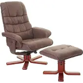 Mendler Relaxfauteuil -E30, televisiefauteuil Ligfauteuil TV-fauteuil met voetenbank, MVG-gecertificeerd ~ imitatiesuède bruin