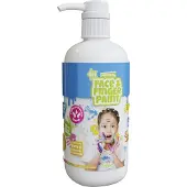 Natural Face & Fingerpaint Fles met Pompje - Wit, 1L - schmink