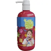 Natural Face & Fingerpaint Fles met Pompje - Rood, 1L - schmink