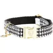Kentucky - Hondenhalsband Pied-de-Poule - Zwart - XS - 25-38 cm - Hondenriem