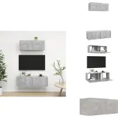 vidaXL Tv-kastenset - Tv-kastensets - Tv-kasten - Tv-meubelset - 2-delige Tv-meubelset bewerkt hout betongrijs