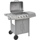 vidaXL Gasbarbecue 4+1 kookzone zilver