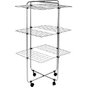 Urban Living Wasrek/droogrek - zilver - metaal - 65 x 65 x 115 cm - staand