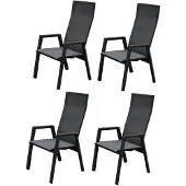 AVH-Collectie Nancy dining tuinstoel verstelbaar antraciet textileen set van 4