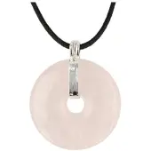 Ruben Robijn Roze kwarts donuthanger 40 mm aan koord