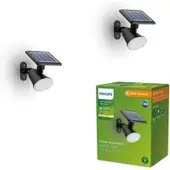 Philips LED-zonne-wandlamp Jivix, set van 2 Jivix, zwart, Kunststof, Modern, solar buitenlamp