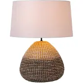 Lucide Zeegras schemerlamp Maduka Ø 45cm - zwart/bruin met witte kap