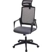 Mendler Bureaustoel -J52, bureaustoel, ergonomische hoofdsteun, kunstleer ~ grijs