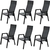 AVH-Collectie Nancy dining tuinstoel verstelbaar antraciet textileen set van 6