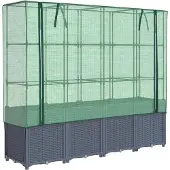 vidaXL Verhoogde plantenbak met kashoes rotanlook 160x40x153 cm