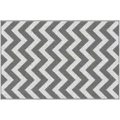 Outsunny Sunny vloerkleed voor buiten, waterdicht, dubbelzijdig design, hoogwaardige kunststofvezel, lichtgrijs+wit, 121 x 182 cm