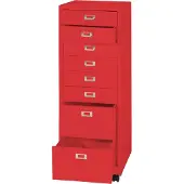 MCW Ladekast, ladekast op wielen, stalen ladekast archiefkast, metaal 115x40x41cm 8 laden ~ rood