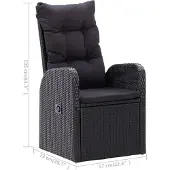 vidaXL Tuinstoelen 2 st verstelbaar met kussens poly rattan zwart
