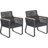 Beliani CANETTO - Tuinstoel set van 2 - Zwart - Aluminium