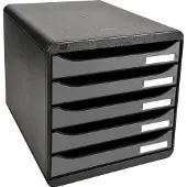 Exacompta Big Box Plus Metallic Zilver, 5 open laden A4/A4+/24x32, geruisloos, veiligheidsstop, stapelbaar