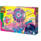 SES Creative - Galaxy - Dromen lamp - Knutselen Meisjes - Dromenvanger met Licht - Inclusief LED lampjes in 4 kleuren - Schilderen en Versieren - Vanaf 6 Jaar