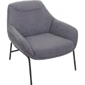MCW Lounge fauteuil -J77, cocktail fauteuil, bouclé stof metaal ~ donkergrijs