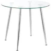 En.casa Glazen tafel Humppila rond 75x87 cm chroom en transparant