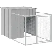 vidaXL Hondenhok met ren lichtgrijs 110x201x110 cm gegalvaniseerd staal