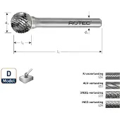 Rotec HM-Stiftfrees, model D - Z9 / INOX-vertand / ø12,7x11x56xø6mm - 4331309
