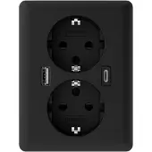 USB 2U-449719 Inbouwdoos Met -C, Met -laaduitgang Zwart (mat)