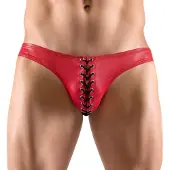 Svenjoyment Underwear Rode Wetlook Rijgveter Mannen Slip