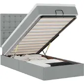 vidaXL Ottoman bed met matras 80x200cm stof lichtgrijs