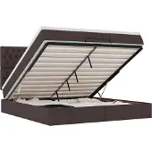 vidaXL Ottoman bed met matras en LED's 180x200cm stof donkerbruin