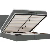 vidaXL Ottoman bed met matras en LED's 180x200cm stof donkergrijs